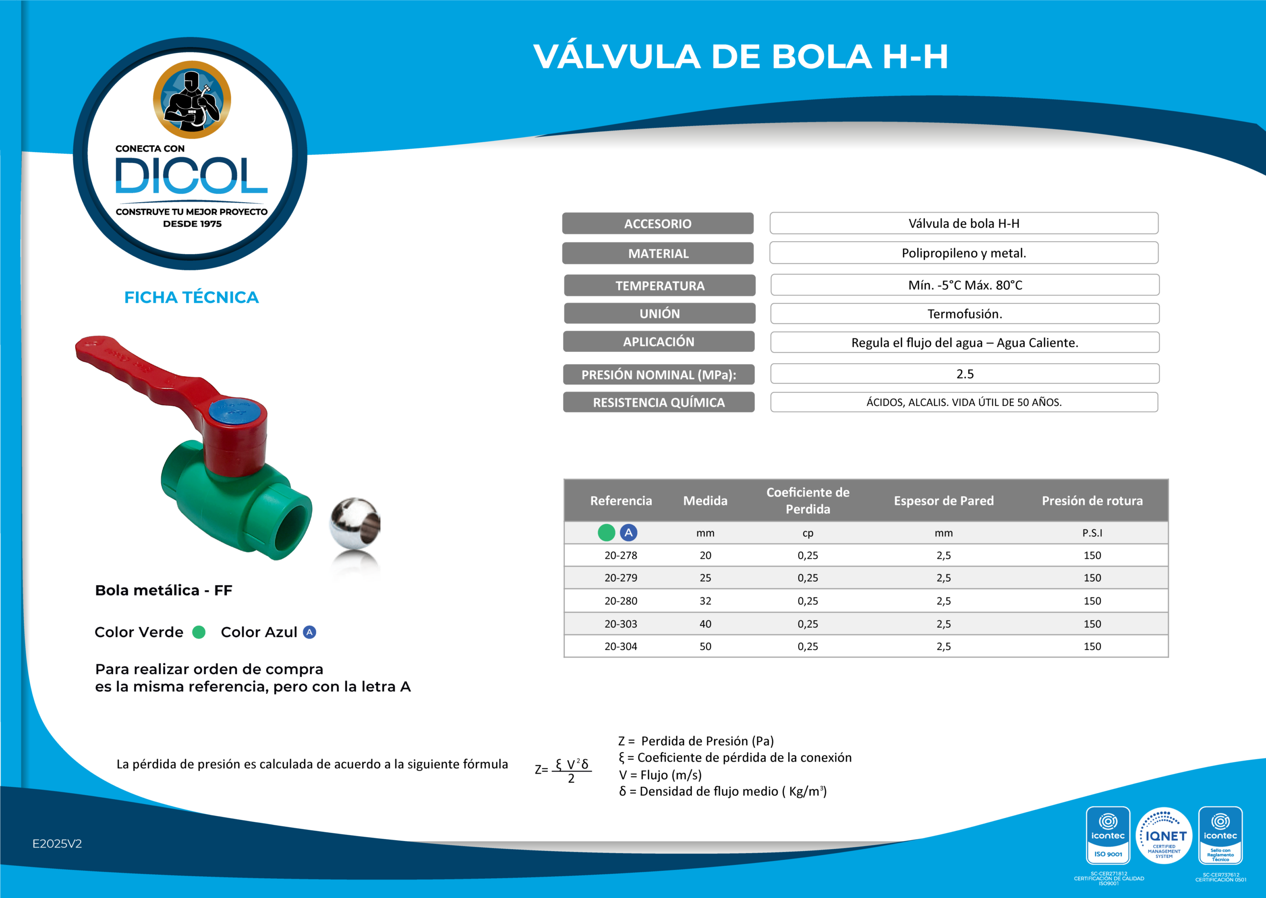 Válvula de bola H-H / Agua caliente - Imagen 2